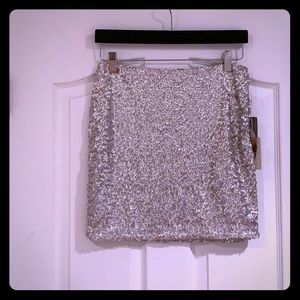 Silver sequin pencil skirt